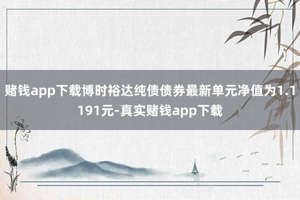 赌钱app下载博时裕达纯债债券最新单元净值为1.1191元-真实赌钱app下载